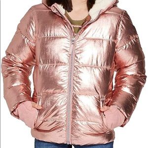 Cat & Jack Girls Hooded Puffer Jacket Pink Medium